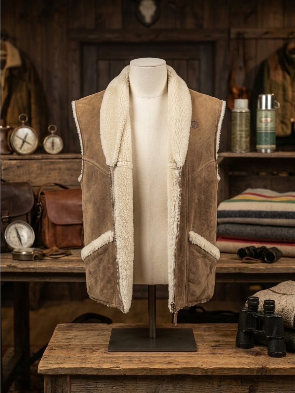 Men's Shearling-Lined Suede Vest